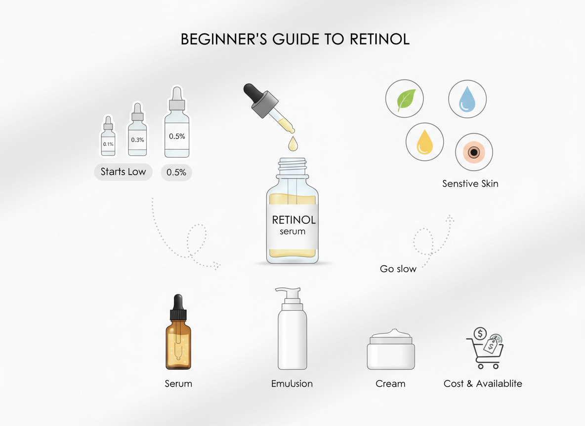 Retinol dla początkujących: wybór stężenia i formy produktu.